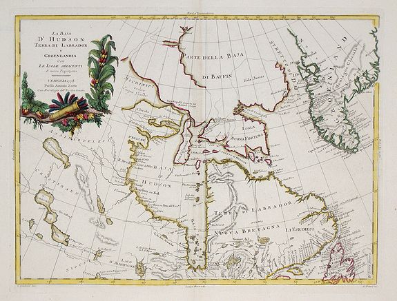 ZATTA, A., La Baja D'Hudson Terra di Labrador e Groenlandia., antique map, old maps