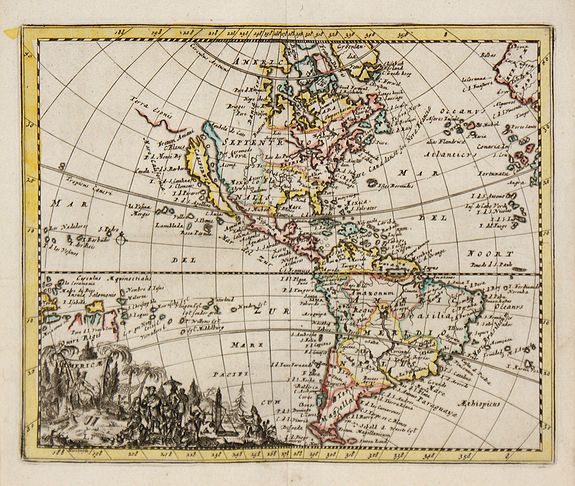 PEETERS, J., Americae., antique map, old maps