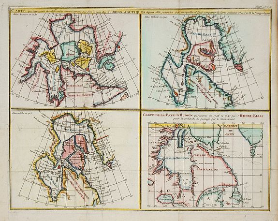 SANSON, N. / DIDEROT, D., Carte qui représnte ? Terres Arctiques ... Suppl.Carte 9., antique map, old maps