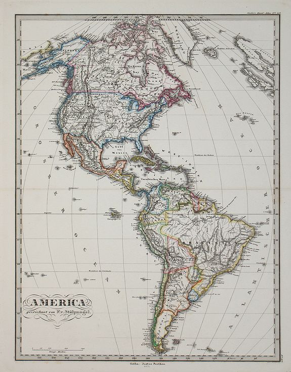 PERTHES, J., America., antique map, old maps