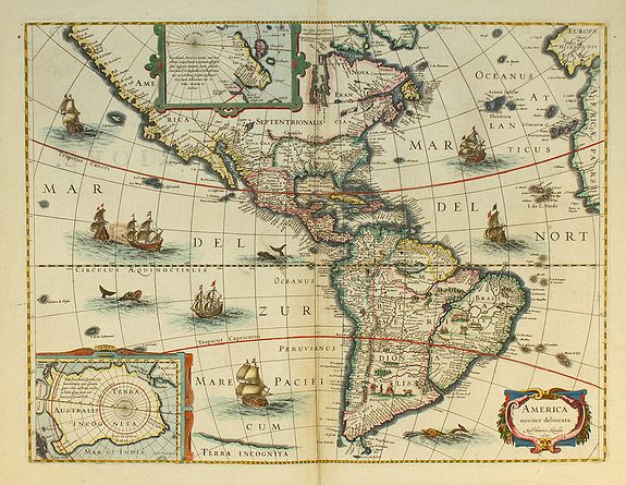 HONDIUS, H., America noviter delineata., antique map, old maps
