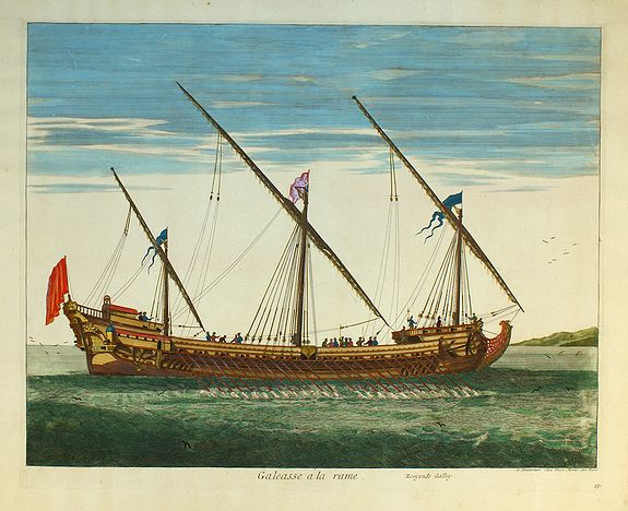MORTIER, P., Galeasse a la rame., antique map, old maps
