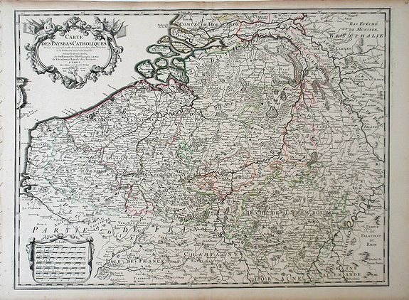 DELISLE, G., Carte des Pays Bas Catholiques. . ., antique map, old maps