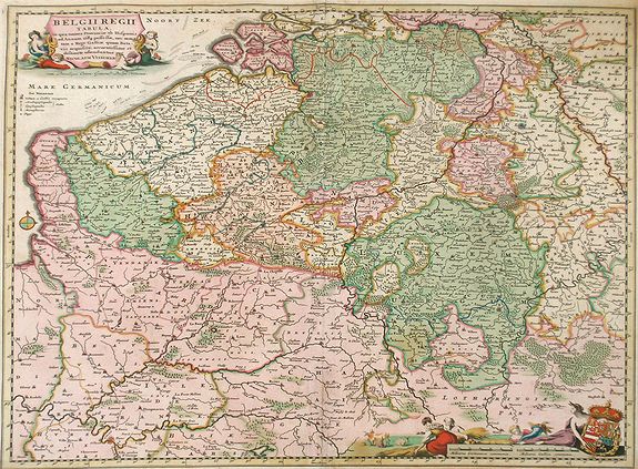 VISSCHER, N., Belgii Regii Tabula, in qua omnes Provincia ab Hispanis ad Annum 1684 possessae, nec nontam a Rege Galliea quam Batavis acquifitae. . ., antique map, old maps