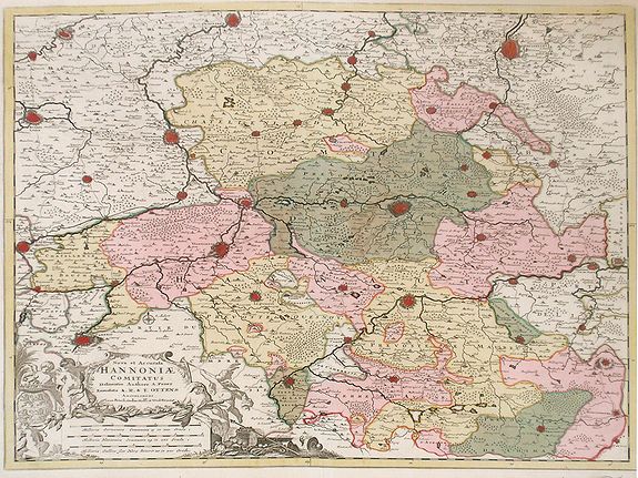 OTTENS, R. and J., Nova et Accurata Hannonia Comitatus., antique map, old maps