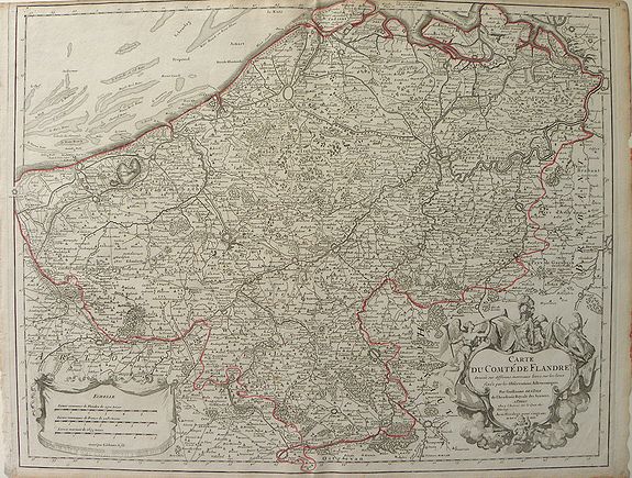 DE L'ISLE, G., Carte du Comte de Flandre Dressee Sur Differens Morceaux LevezSur Les Lieux Fixez Par Les Obfervations A Aftonomiques., antique map, old maps