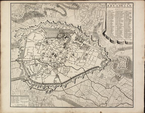 COVENS, J. / MORTIER, P., Plan de la ville de Brusselle, Ville Noble au Duche de Brabant, et les delices des Pays Bas., antique map, old maps