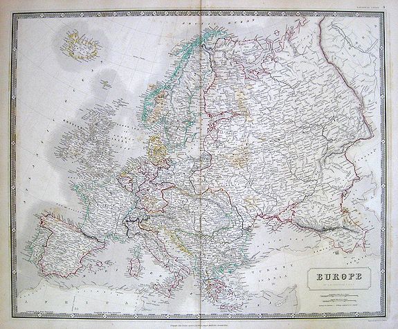 A.K. Johnston, Europe., antique map, old maps