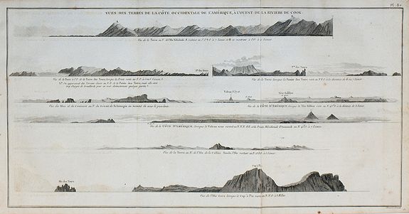 COOK, J., Vue des terre de la côte occidentale de l'Amérique, à l'ouest de la rivière de Cook., antique map, old maps