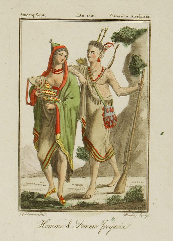 GRASSET de SAINT-SAUVEUR, J., Homme & Femme Iroquoia., antique map, old maps