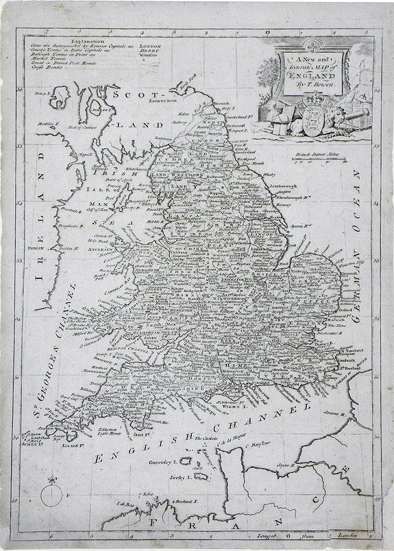 BOWEN, T., A New and Accurate Map of England. . ., antique map, old maps