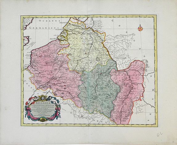 SANSON, N , Belgica in Provincias Quatuor et Populos Viginti aut circiter. . ., antique map, old maps