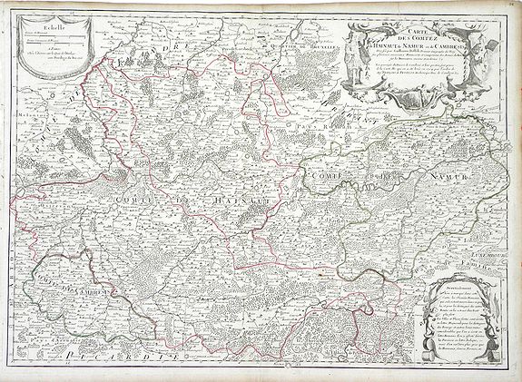 DELISLE, G., Carte des Comtez de Hainaut de Namur et de Cambresis. . ., antique map, old maps