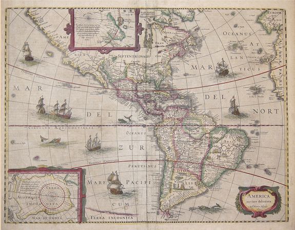 HONDIUS, J., America noviter delineata, Auct. Judoco Hondio., antique map, old maps