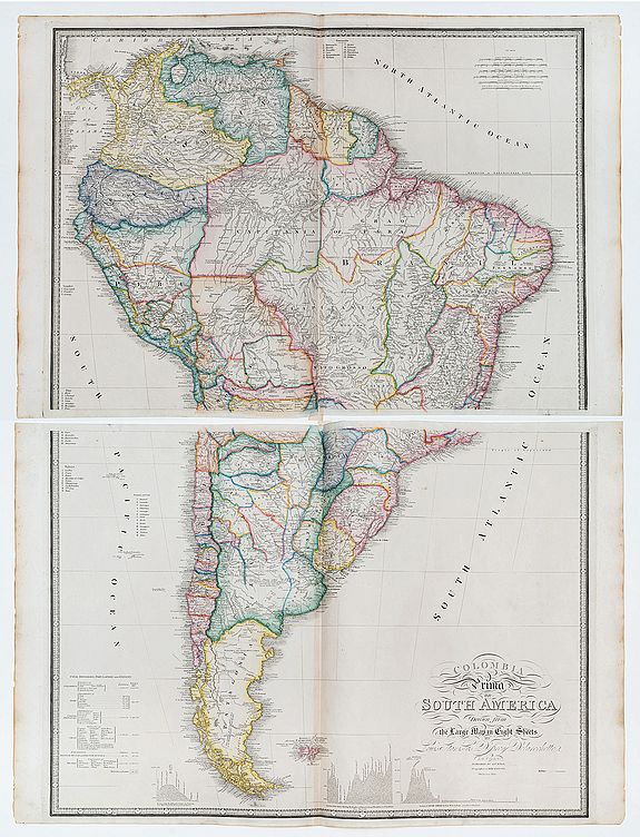 Colombia Prima or South America drawn from the large map in eight sheets by Louis Stanislav D'Arcy Delarochette.