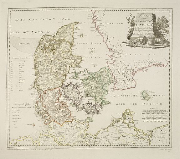 Karte von dem Konigreiche Daenmark