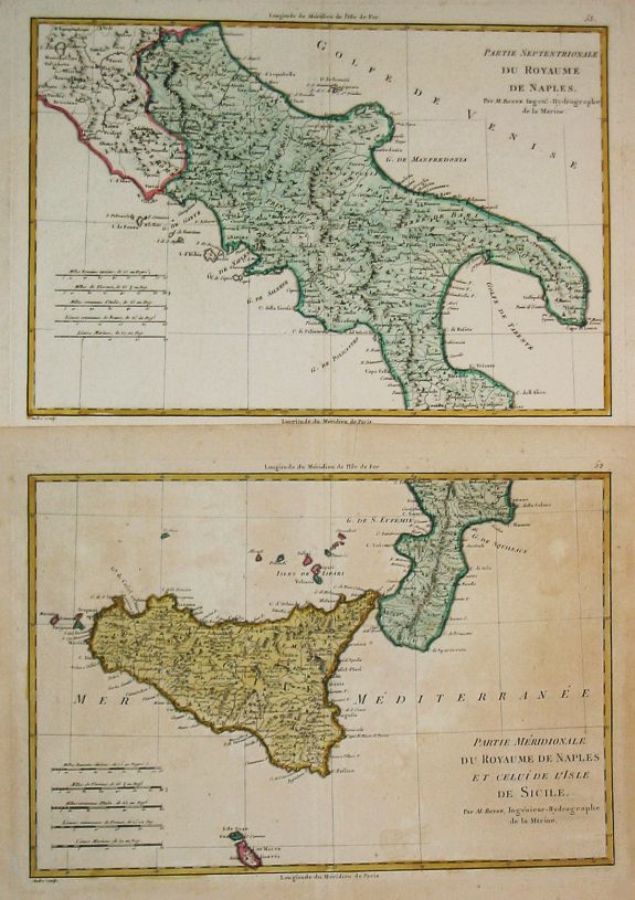 Partie Septentrionale du Royaume de Naples [together with] Partie Mridionale du Royaume de Naples et celui de 'l' Isle de Sicile