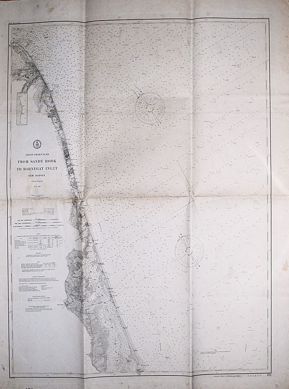 sea chart of part of the coast of New Yersey. From Sandy hook to Barneget Inlet. New Yersey . Coast Chart No. 121.