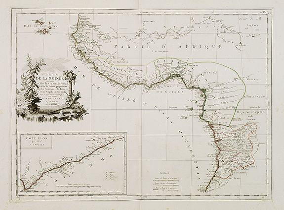 Carte de la Guine contenant les Isles du Cap Verd, le Senegal, la Cte de Guine proprement dite, les Royaumes de Loango, Congo
