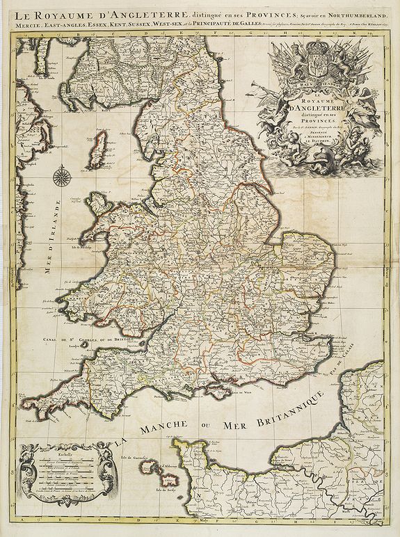 Old map by SANSON - Le Royaume d'Angleterre distingué en ses provinces.