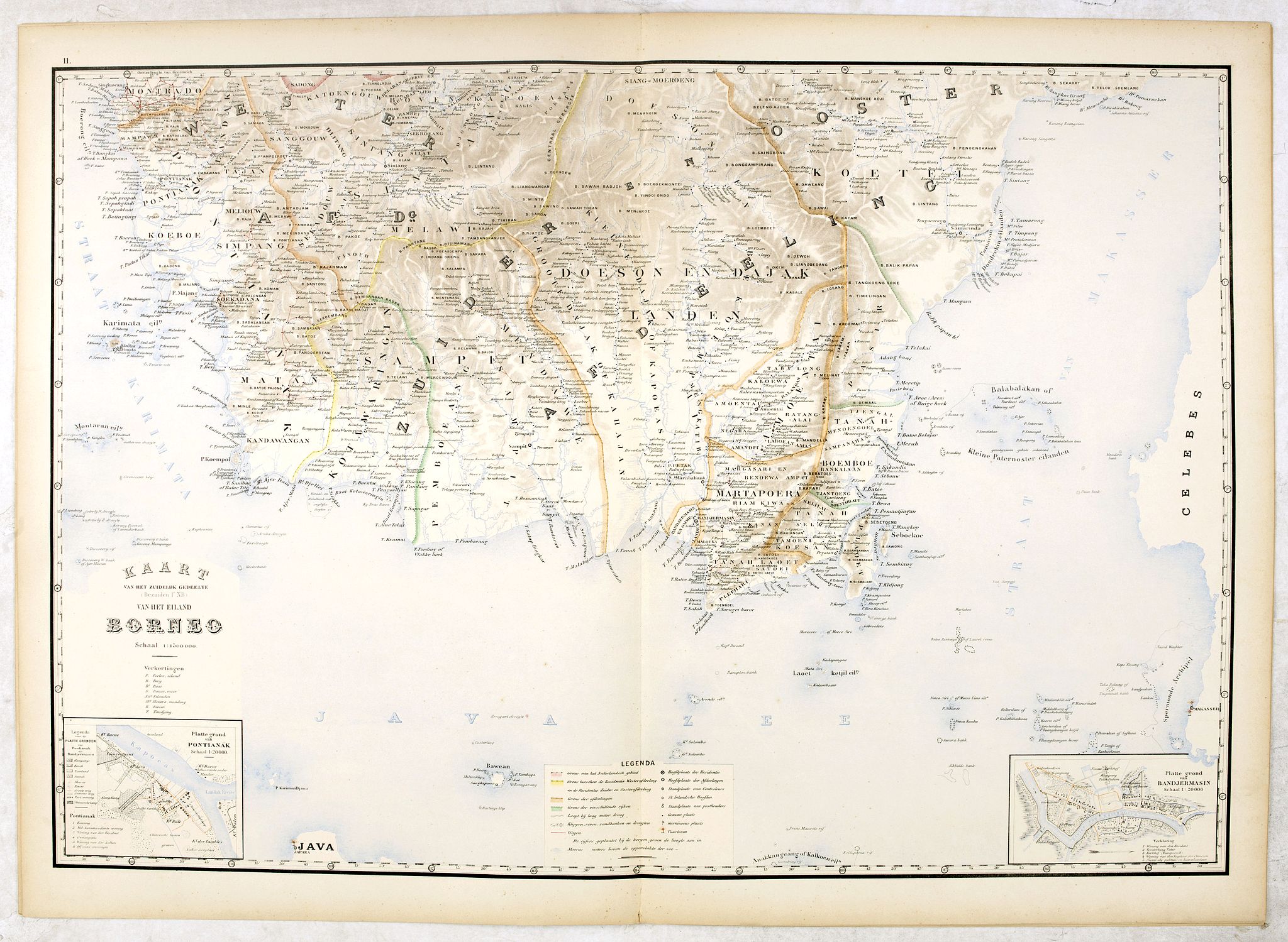 Kaart van het Zuidelijk Gedeelte Van het Eiland Borneo.