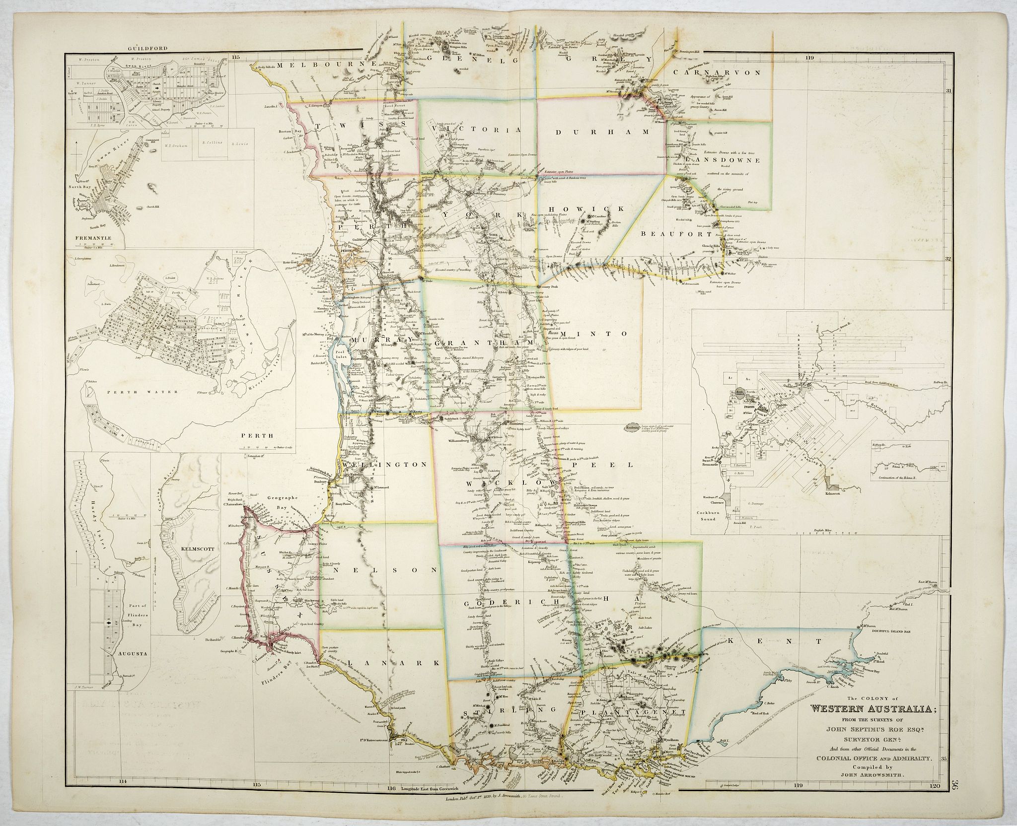 The Colony of Western Australia from the Surveys of John Septimus Roe Esqr. Surveyor Genl. and from other Official Documents in the Colonial Office and Admiralty