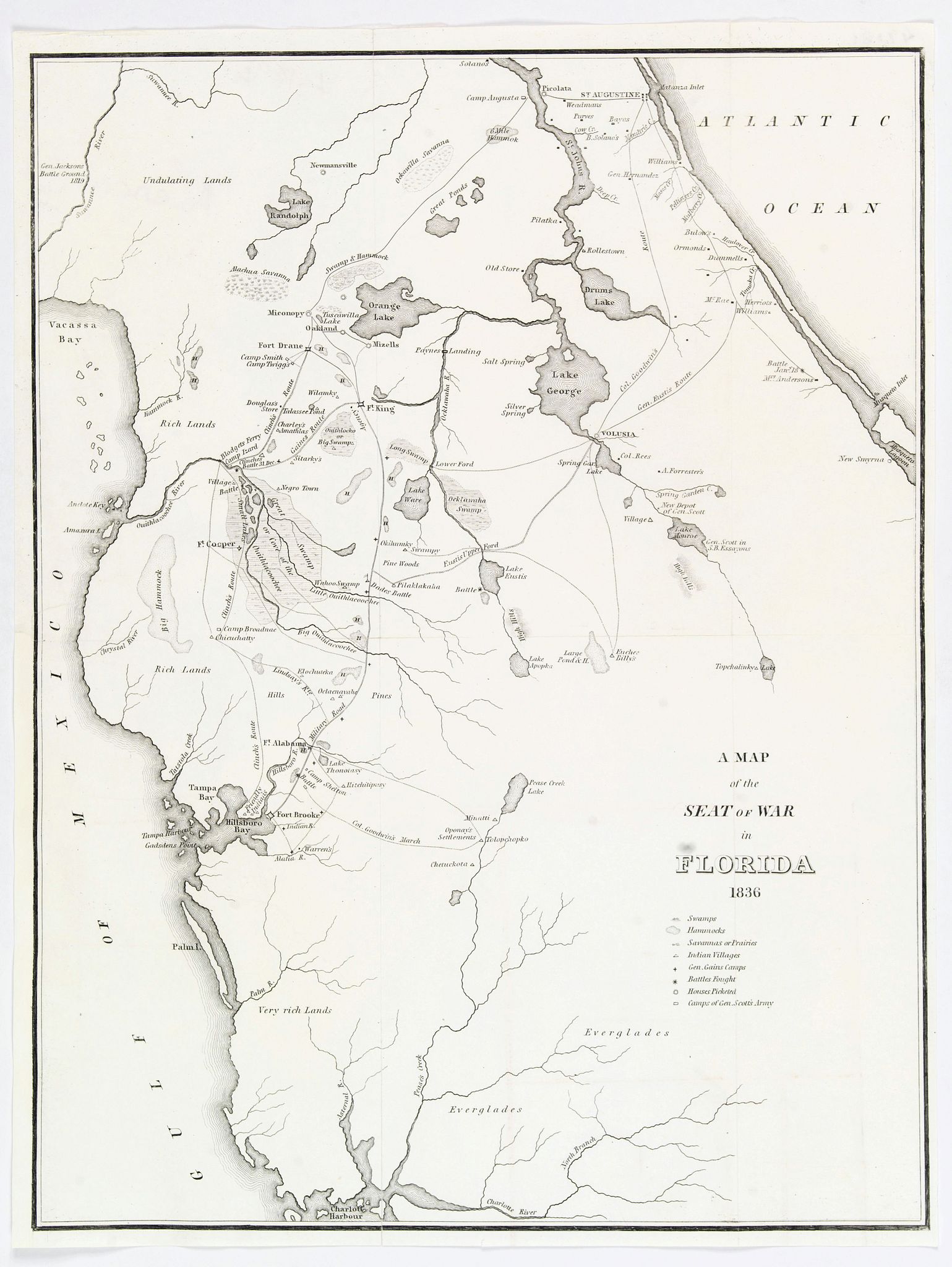 A Map of the Seat of War in Florida 1836