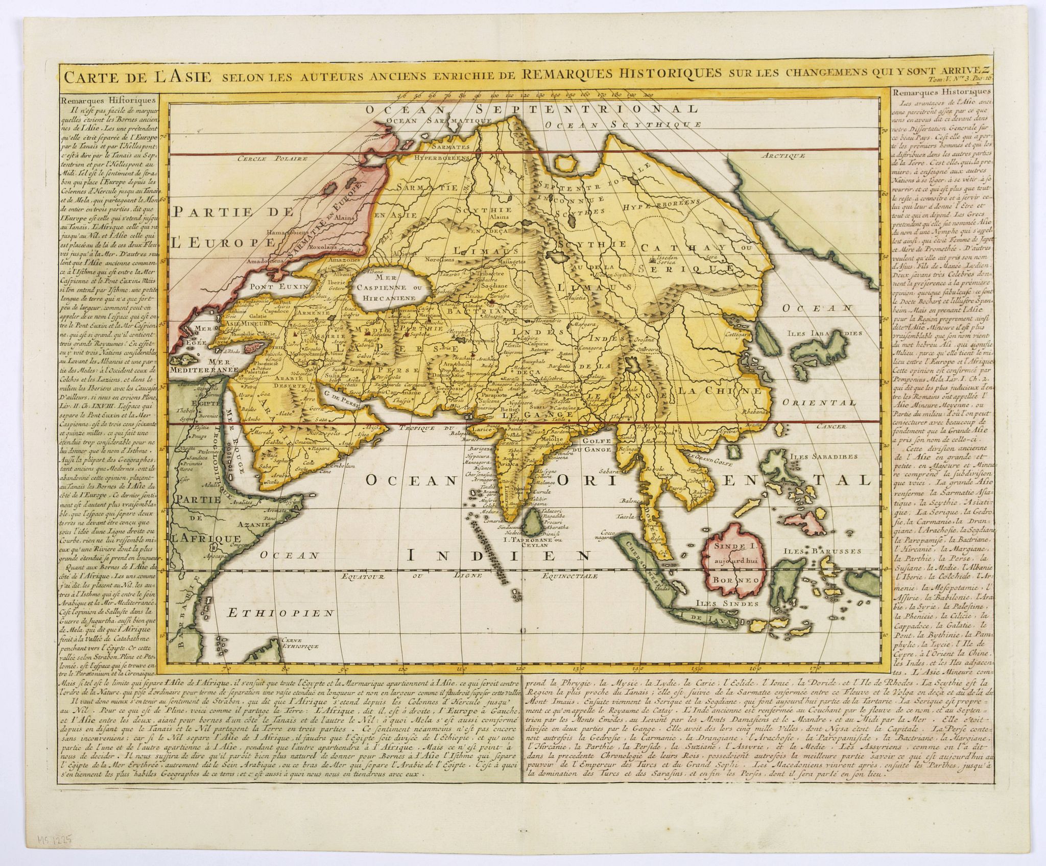 Carte de l'Asie Selon les Auteurs Anciens Enrichie de Remarques Historiques sur les Changemens qui y Sont Arrivez