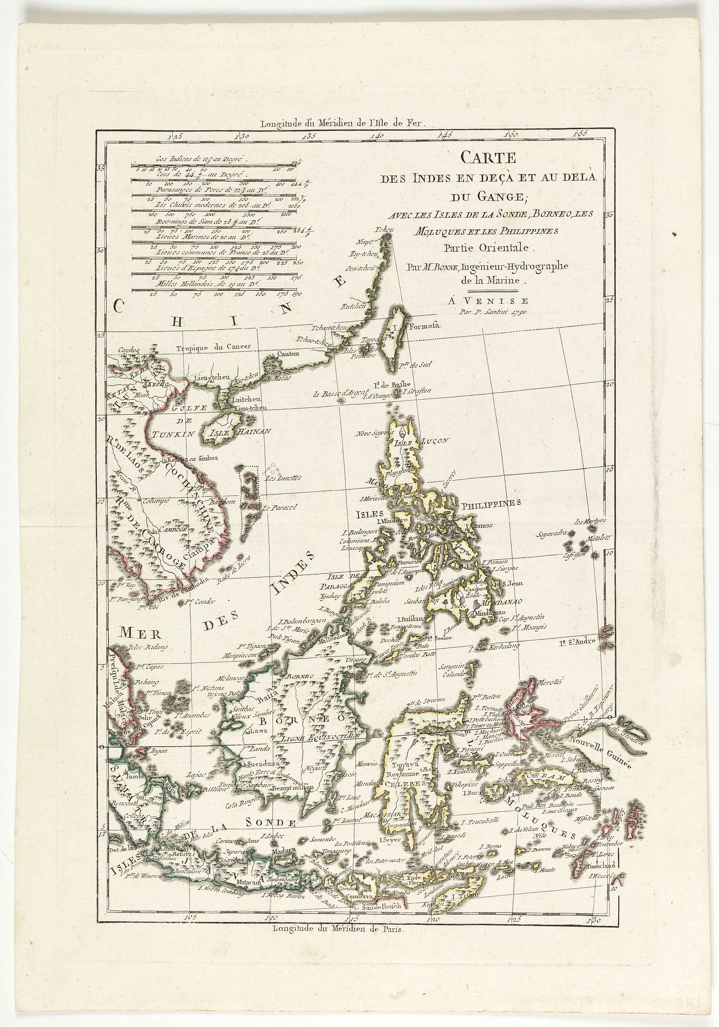 Carte des Indes en Deca et au Dela du Gange, avec les Isles de la Sonde, Borneo, les Moluqes et les Philippines partie Orientale