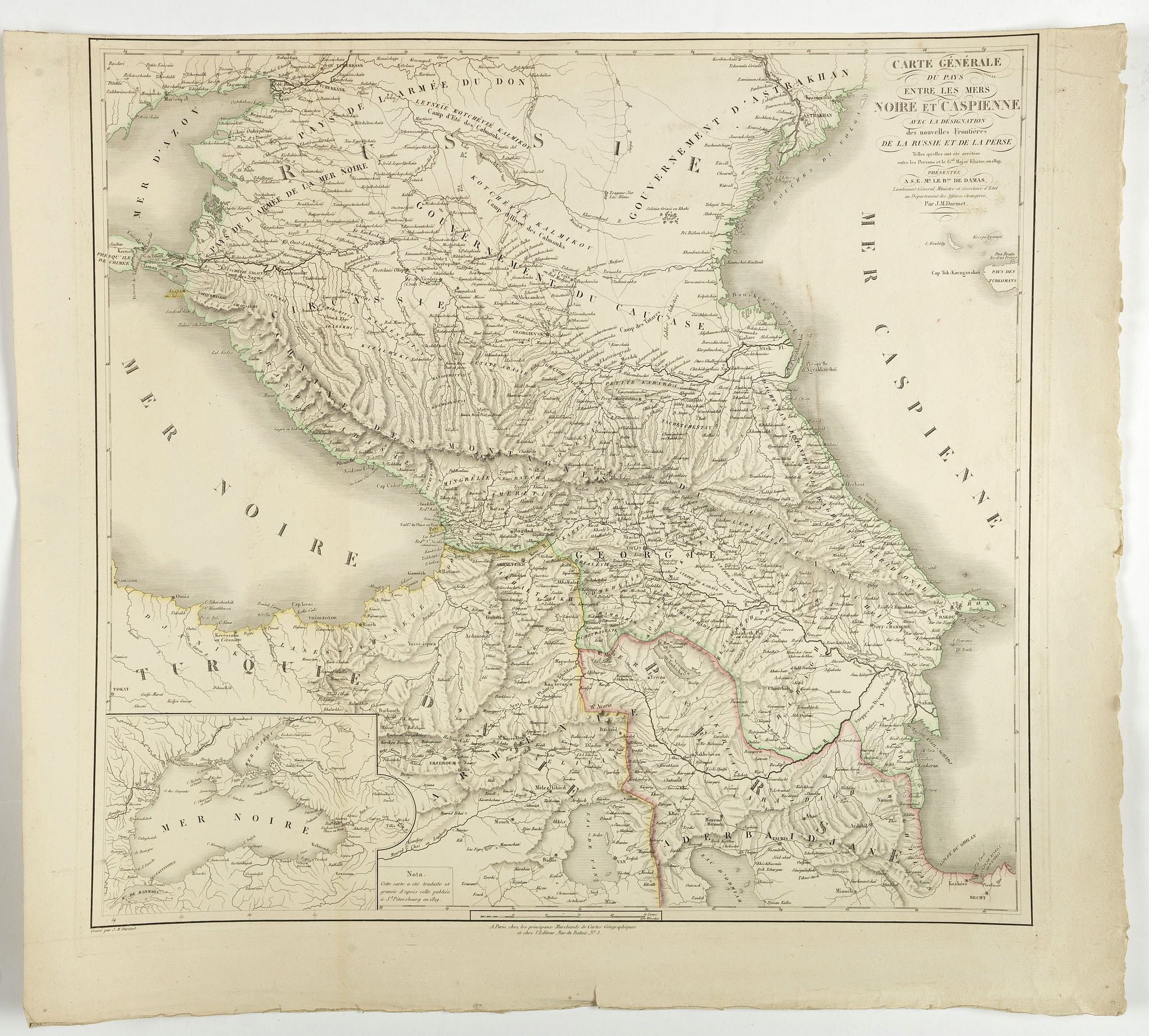 Carte gnrale du pays entre les mers Noire et Caspienne, avec la dsignation des nouvelles frontires de la Russie et de la Perse. . .