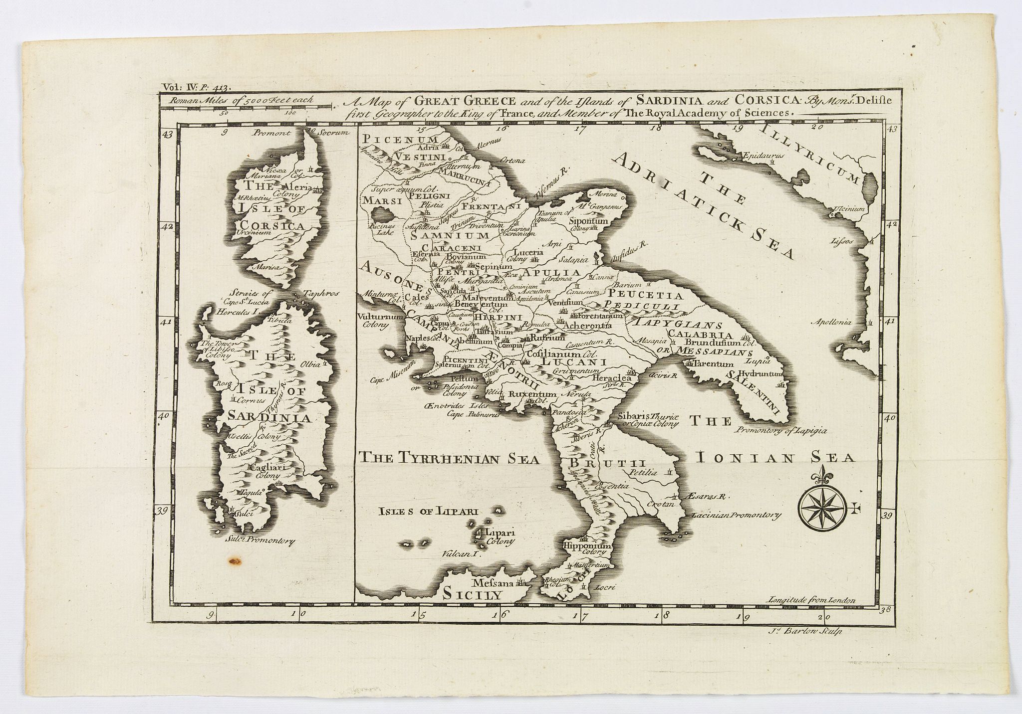 A Map of Great Greece and of the Islands of Sardinia and Corsica. . .