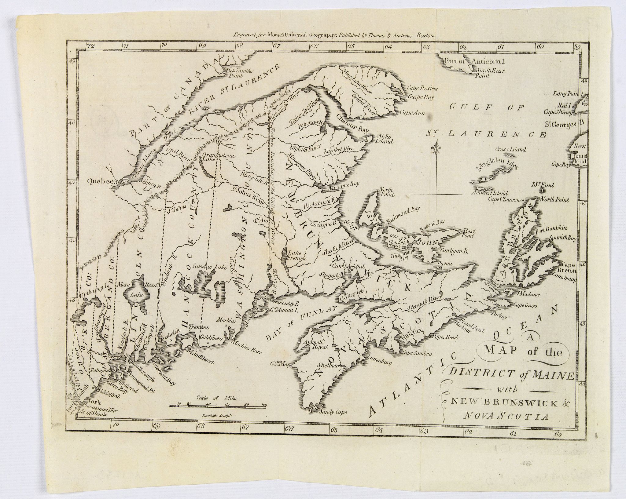 Map of the District of Maine with New Brunswick & Nova Scotia