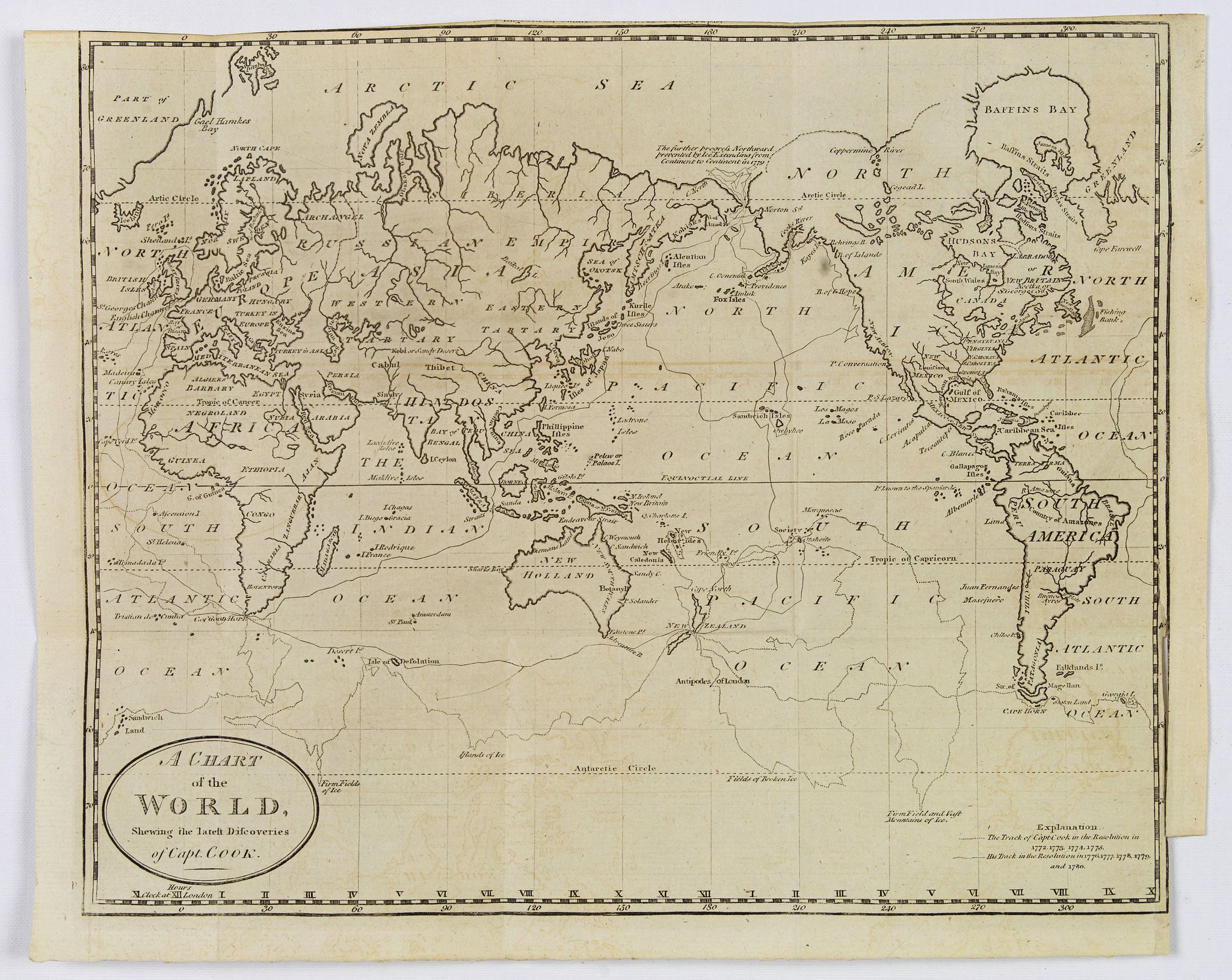 A Chart of the World, shewing the Latest Discoveries of Capt. Cook