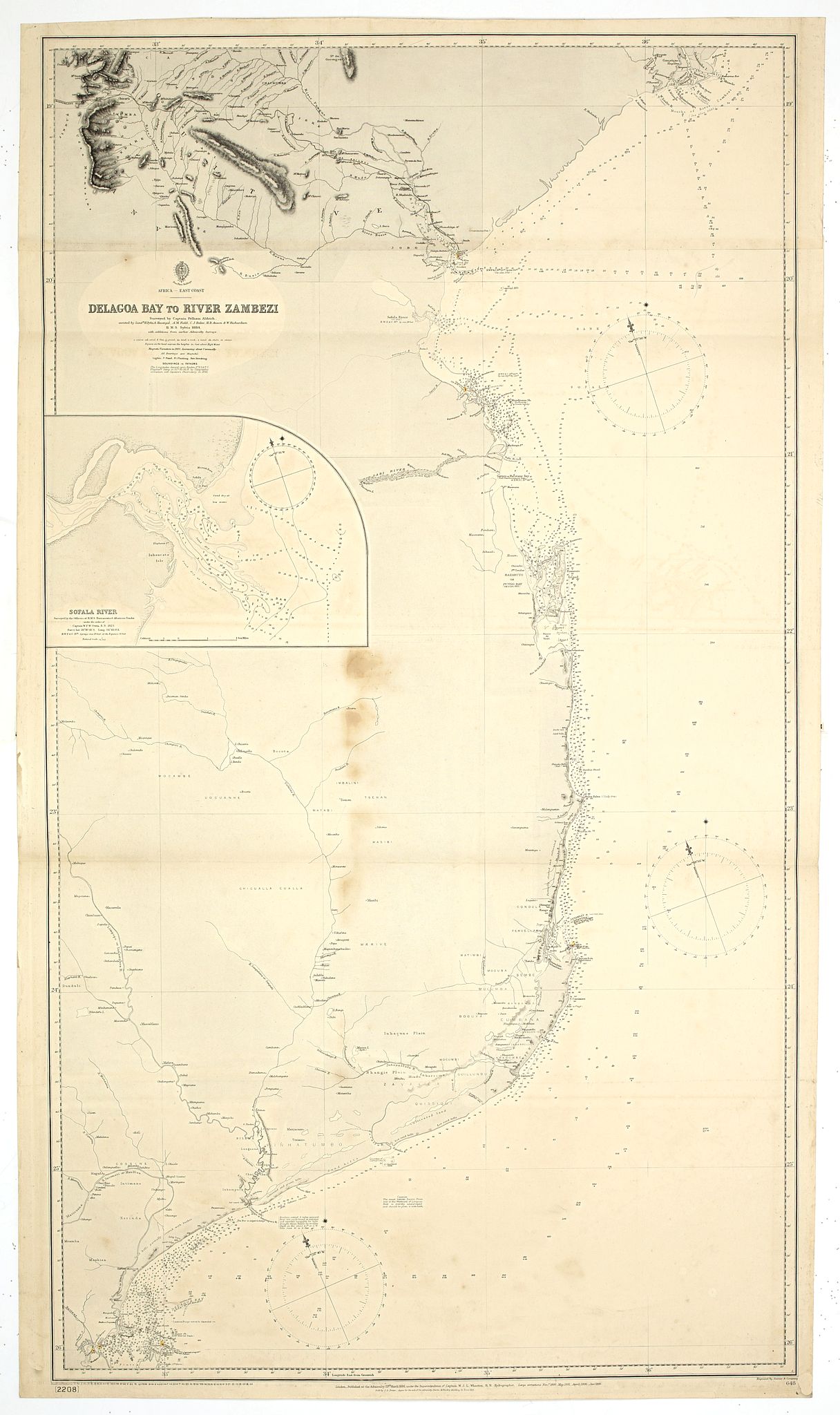 Africa east coast / Delagoa Bay to river Zambezi surveyed by Captain Pelham Aldrich assisted by [...] HMS Sylvia 1884