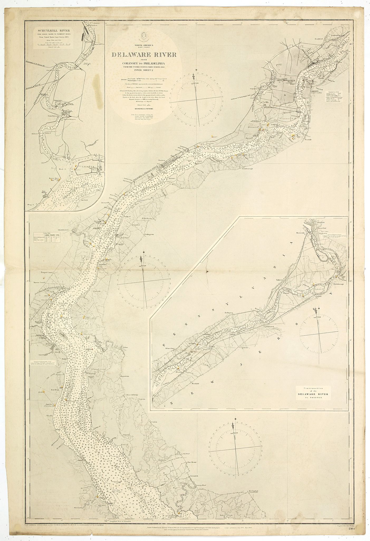 Delaware River from Cohansey to Philadelphia. From the United States Coast Survey, 1882. Inner sheet 2.