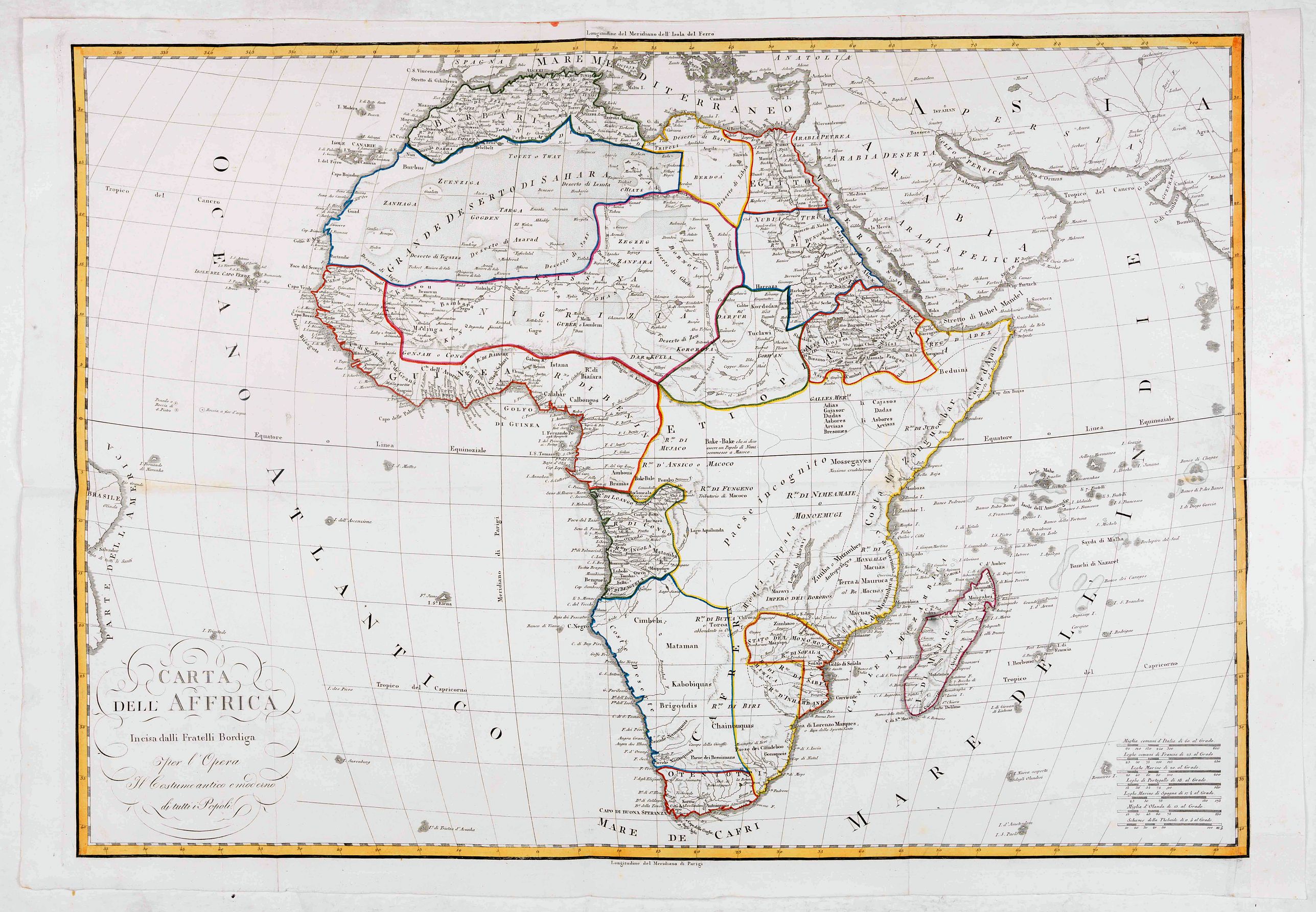 Carta dell Affrica in eisa dalli Fratelli Bordiga.