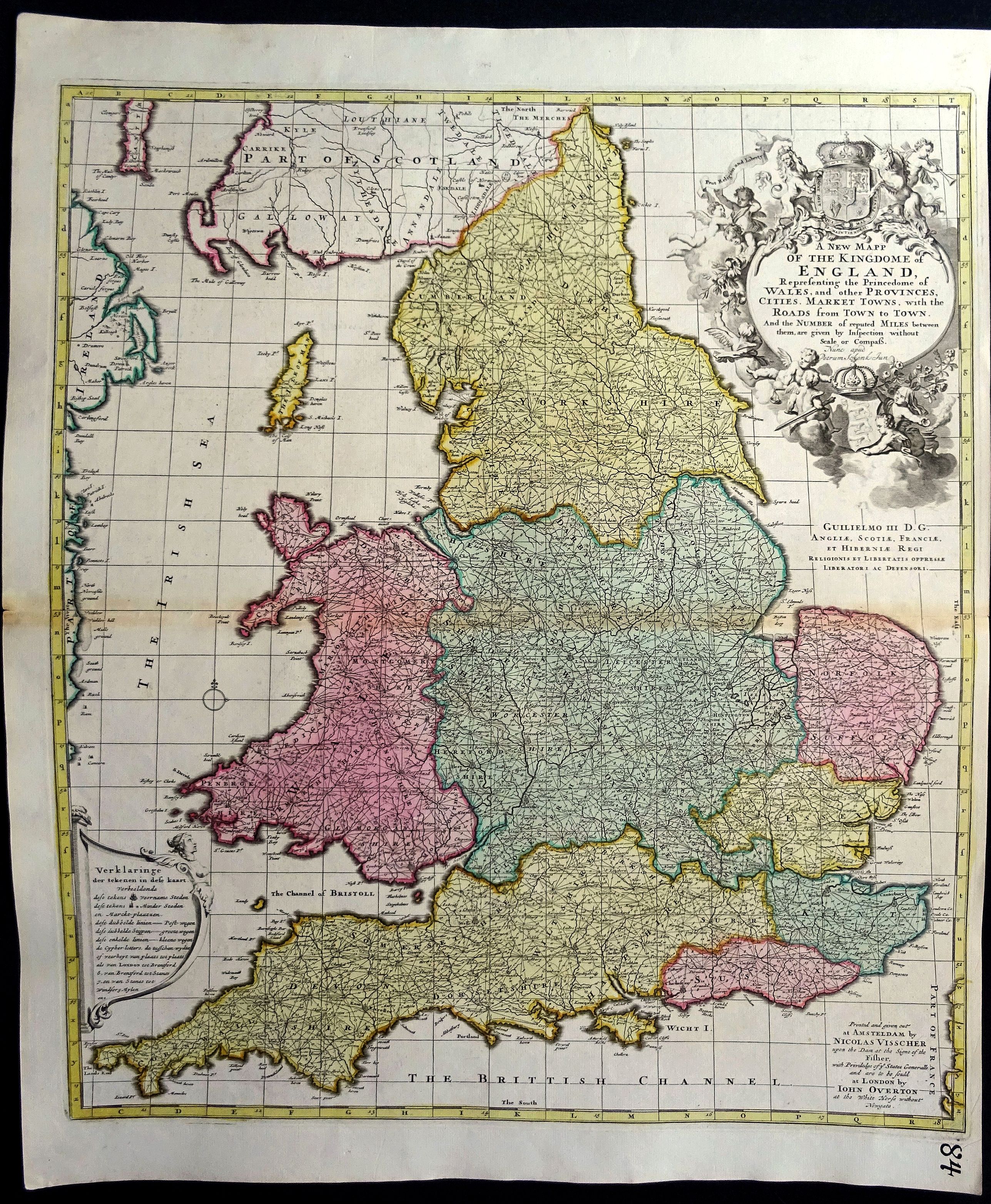 A New Mapp of the Kingdome of England, Representing the Princedome of Wales, and other Provinces, Cities, Market Towns, with the Roads from Town to Town.