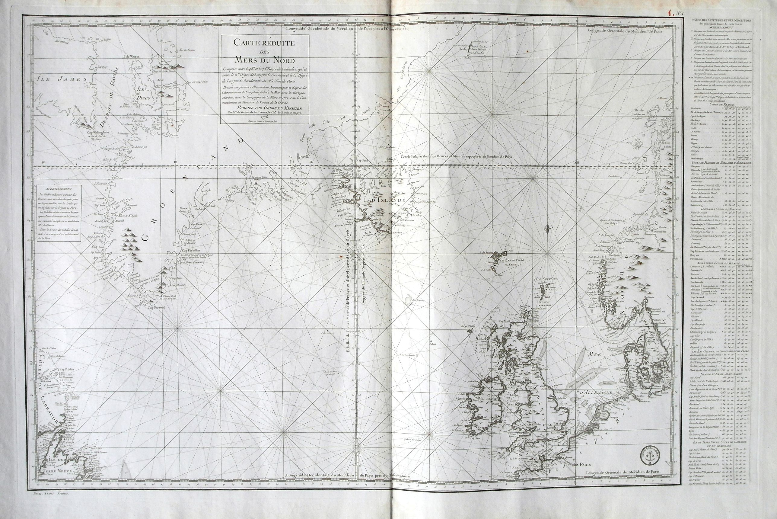 Carte Rduite des Mers du Nord . . .