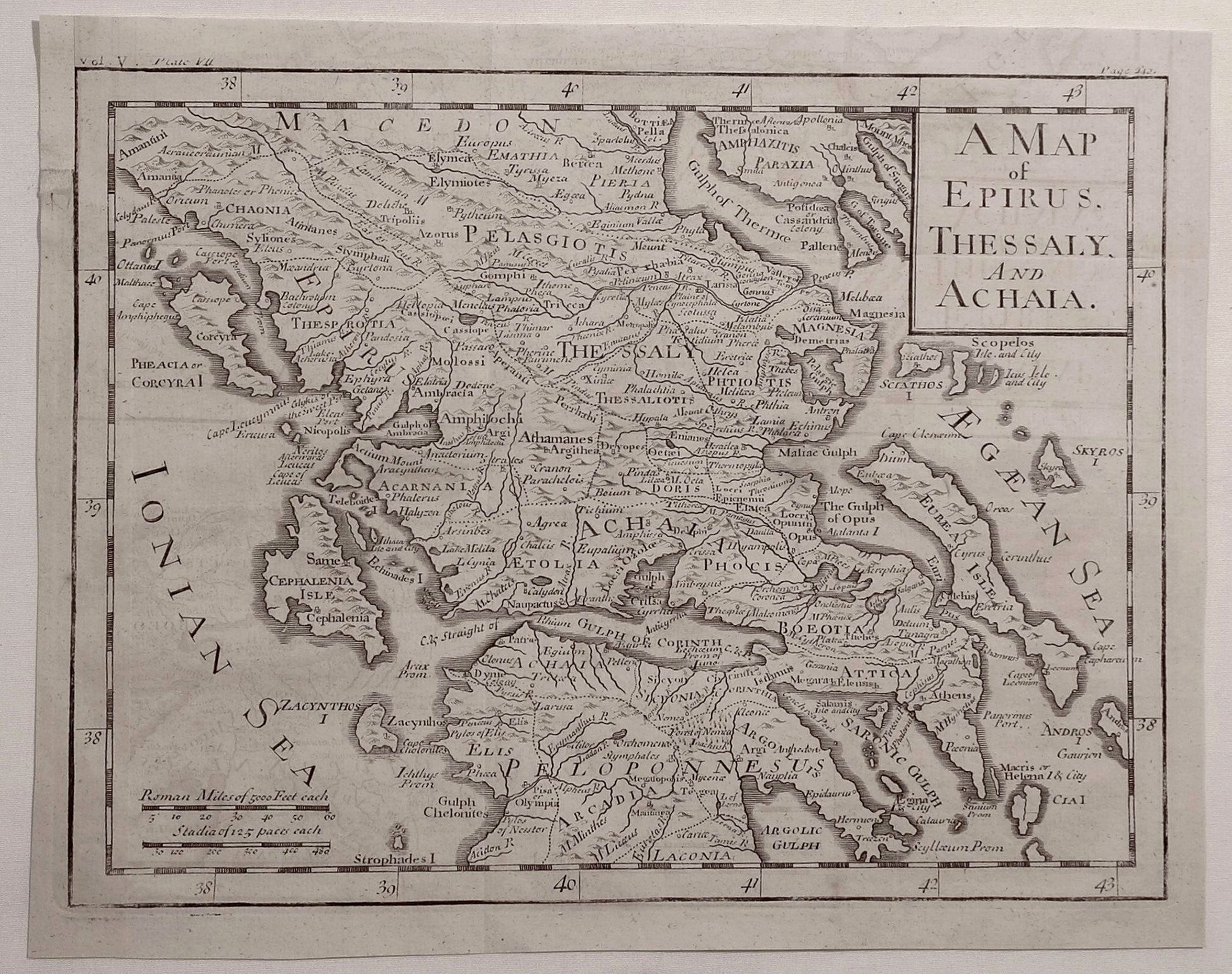 A Map of Epirus, Thessaly and Achaia.