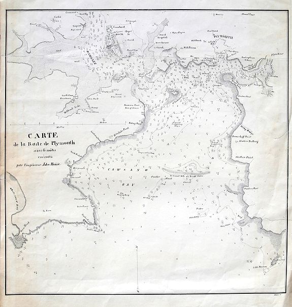 Carte de la rade de Plymouth avec le Mles excut par l. ingnieur John Renie