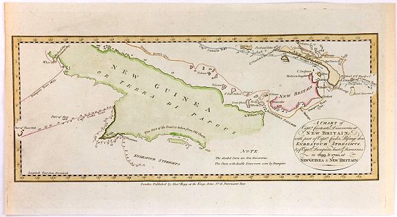 A Chart of Captain Carteret's Discoveries at New Britain, with Part of Captain Cook's Passage Thro Endeavour Streights, & of Captain Dampier's Tract & Discoveries in 1699, & 1700, at New Guinea & New Britain
