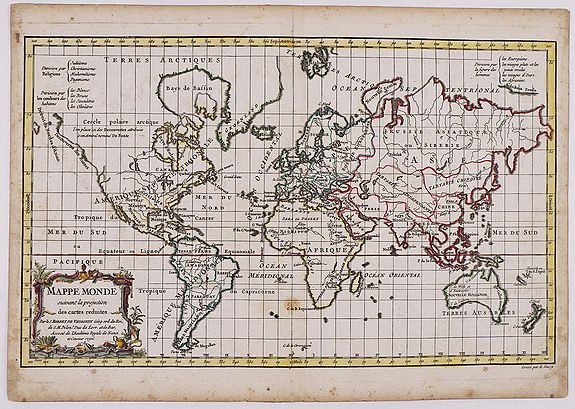 Mappe Monde suivant la projection des cartes rediutes