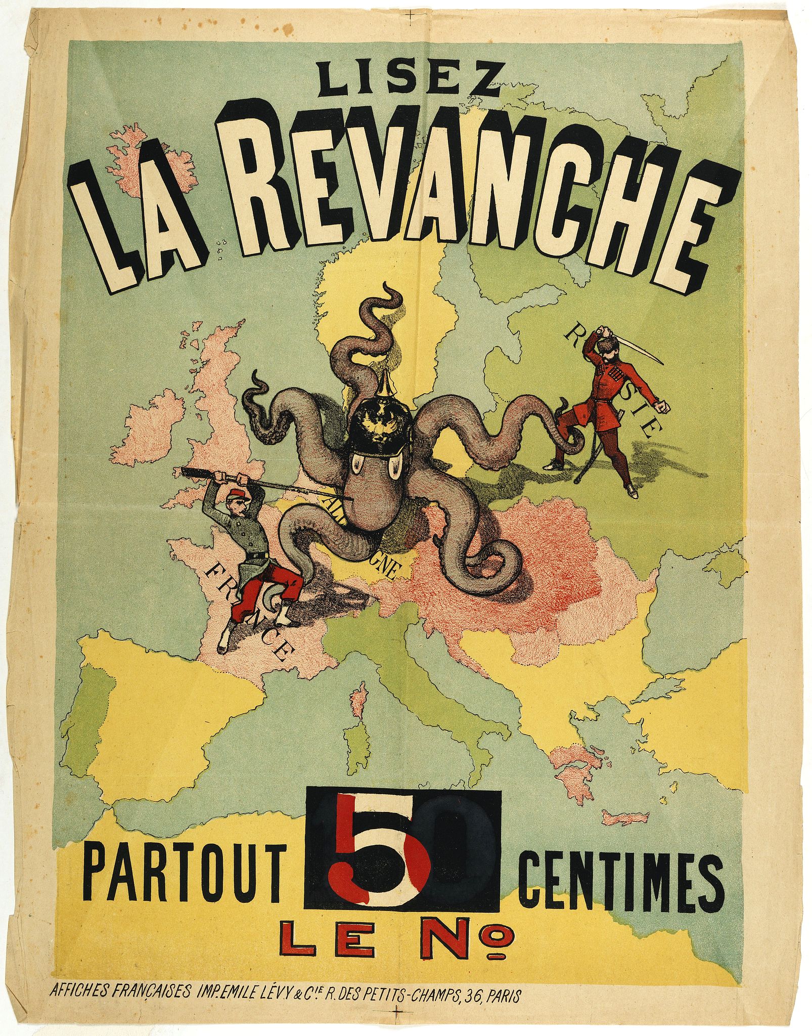 Lisez la Revanche partout 5 centimes le n°. - Old map by LEVY & Co., E.