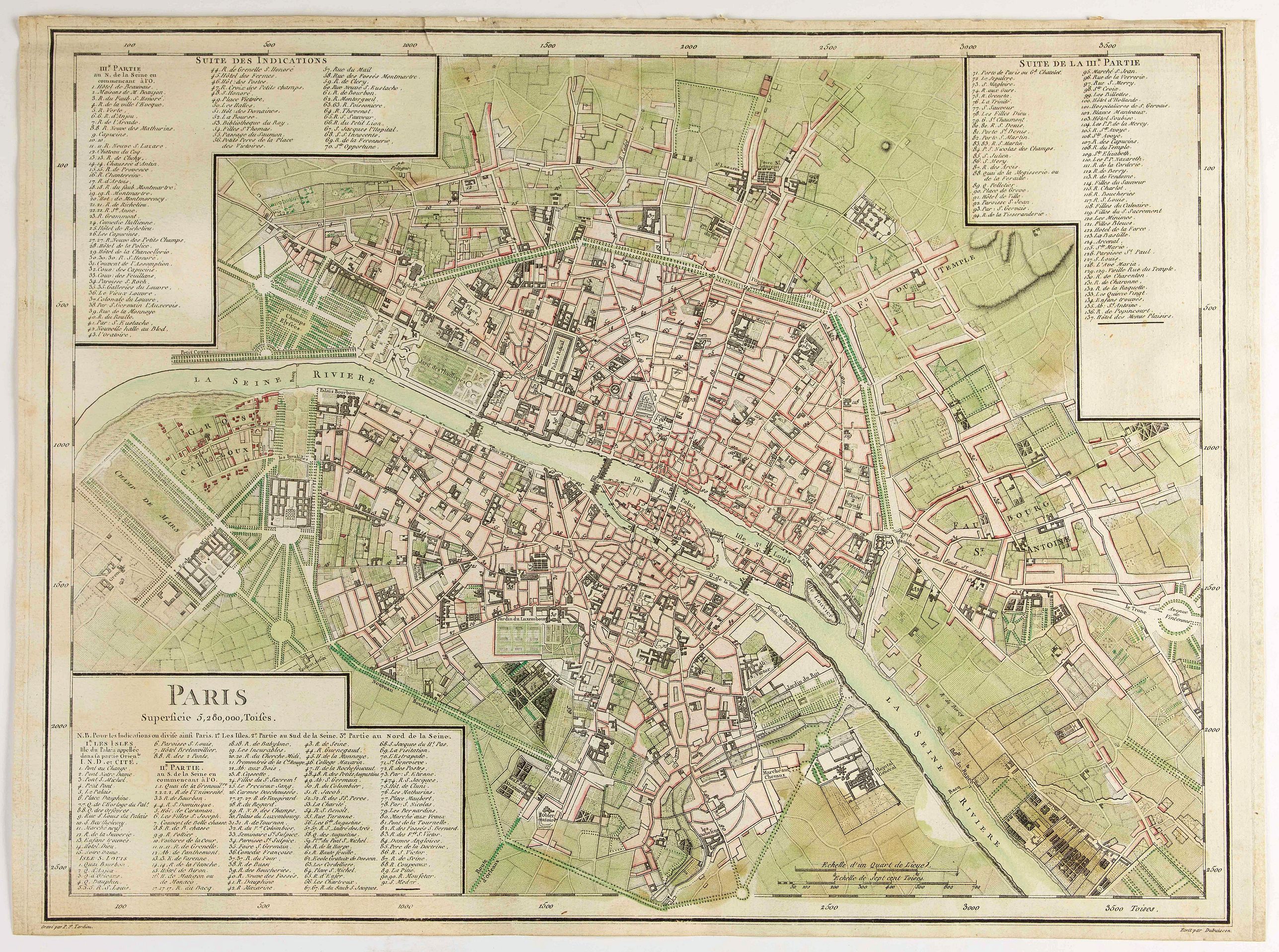 Paris Superficie 5,280,000 Toises. - Old map by TARDIEU, P. F.