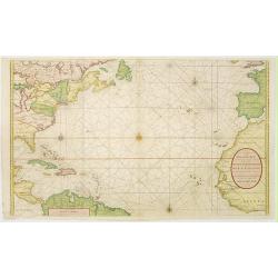 Nieuwe Wassende Graade Zee Kaart over de Spaanse Zee Vant Kanaal tot 't Eyland Cuba in Westindia. . .