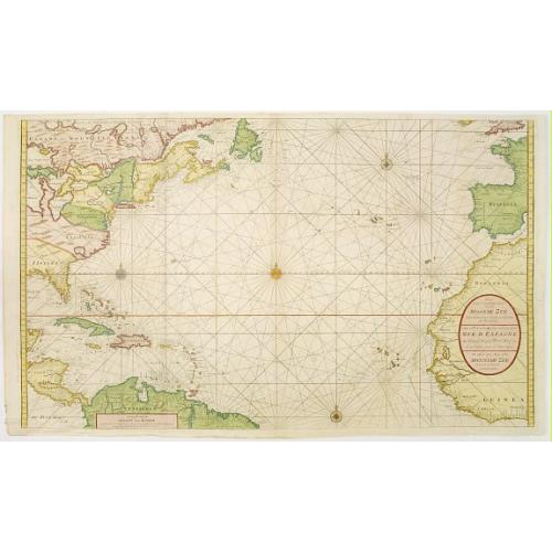Old map image download for Nieuwe Wassende Graade Zee Kaart over de Spaanse Zee Vant Kanaal tot 't Eyland Cuba in Westindia. . .