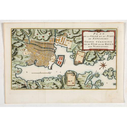 Old map image download for Plan de la Ville et du port de Nangasaki. Grond tékening van de stad en de haven van Nangasaki.