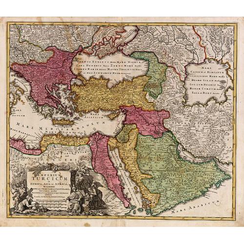 Old map image download for Imperium Turcicum in Europa, Asia et Africa.