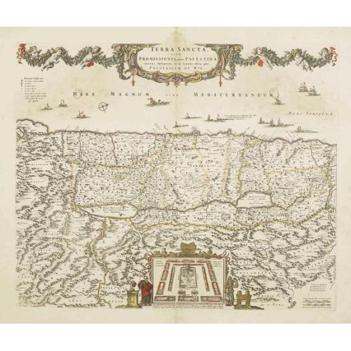 Old map image download for Terra Sancta sive Promissionis, olim Palestina.