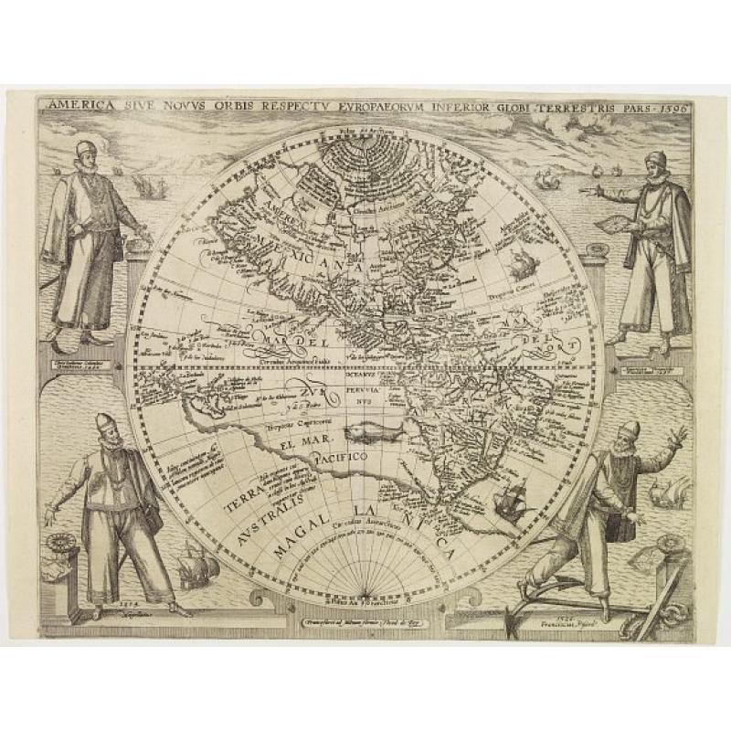 America sive novus orbis respectu Europaeorum inferior globi terrestris pars 1596.